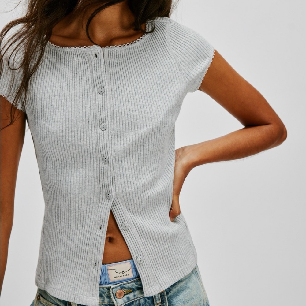 Free People Most Wanted Heather Grey Top
